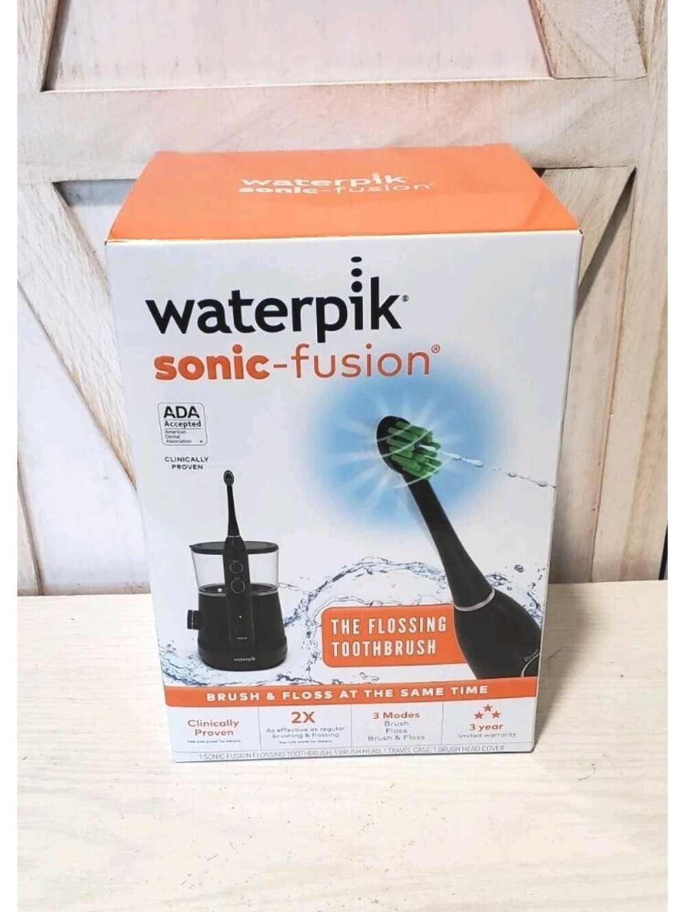 Waterpik SF-01W022-2 Sonic Fusion Flossing Toothbrush - Black New